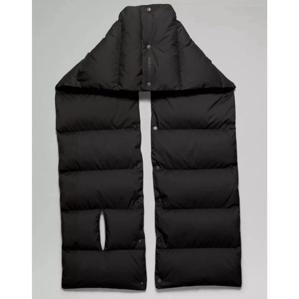 Lululemon 54x11 inches Black Snap Down Puffer Wonder Puff Scarf-U - Picture 10 of 13